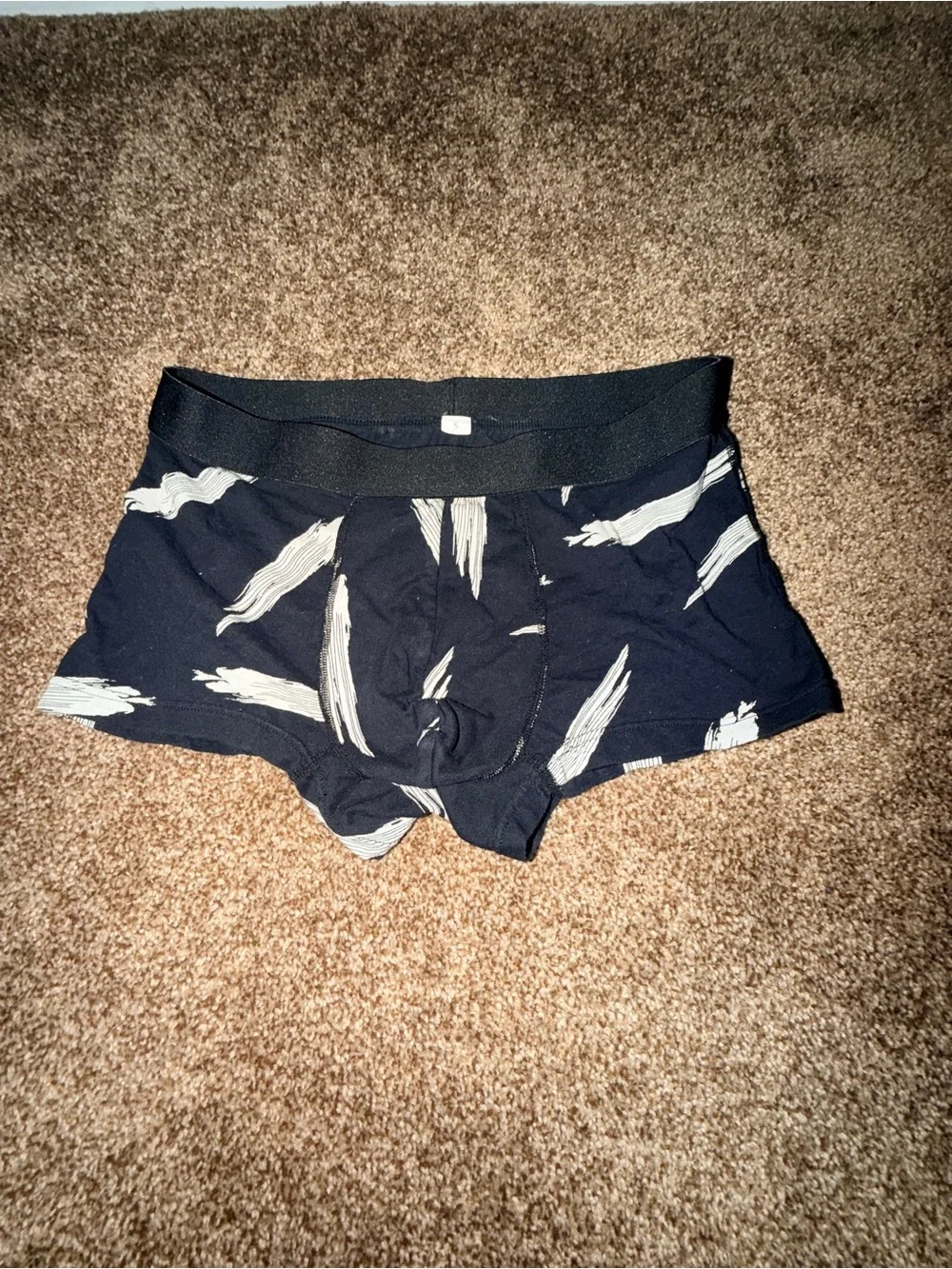 Express Black Boxer Briefs with White Brushstroke Print medium